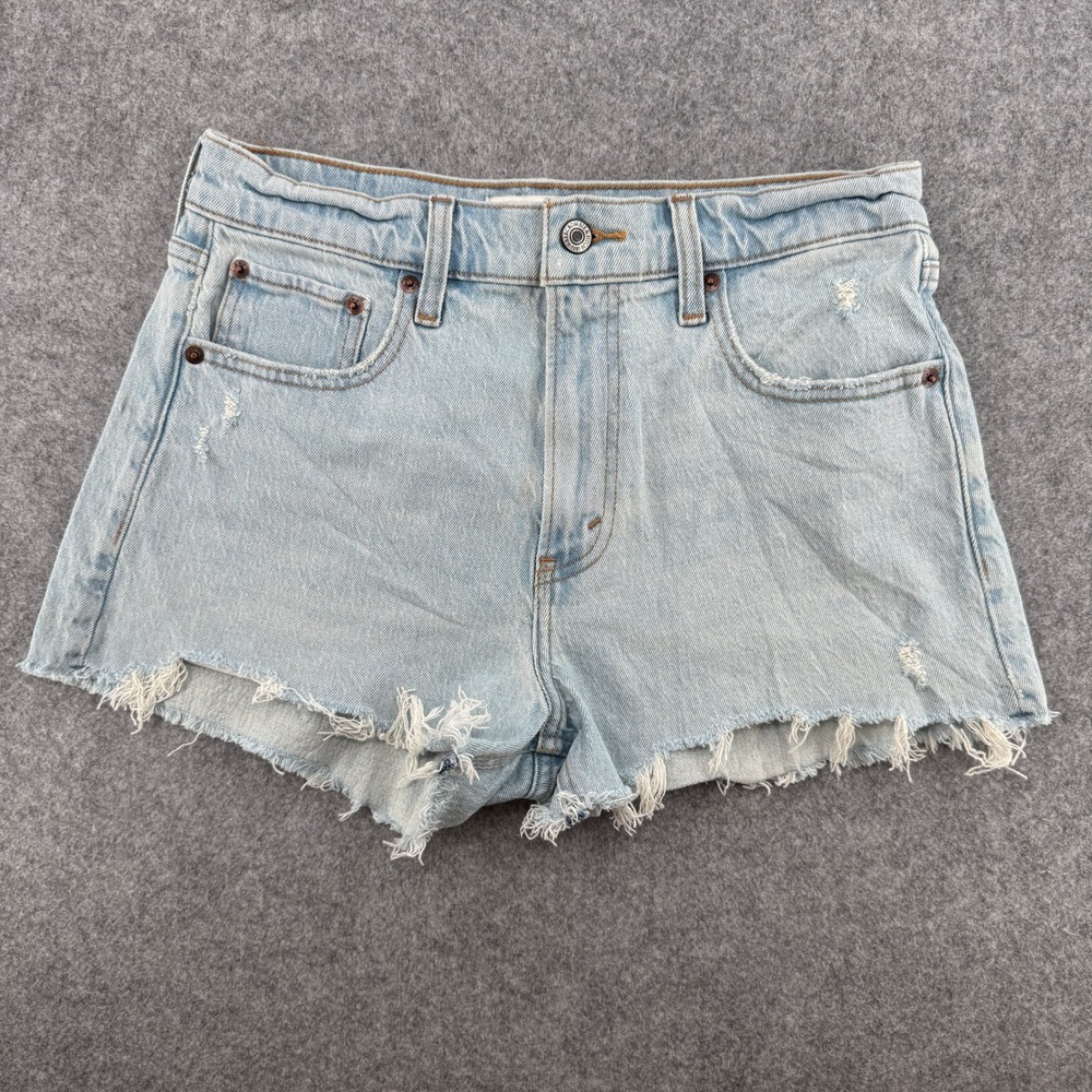 Y2K Abercrombie & Fitch Shorts Womens 27 The Mom Short Light Blue Distressed